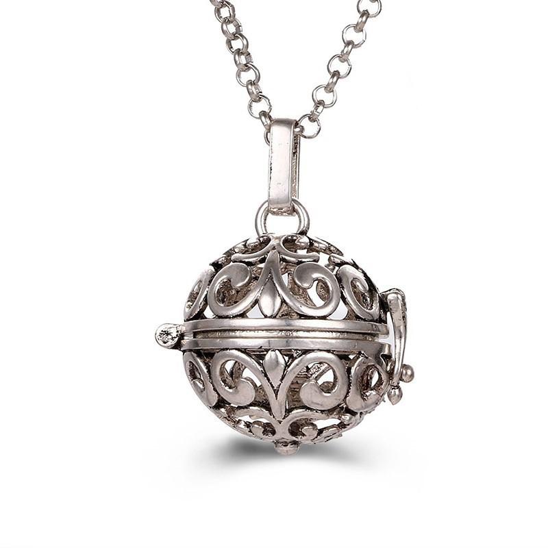 Mexico Chime Two-Color Feather Caller Locket Piano Ball Necklace Essential Oil Diffuser Perfume Musical Pendant New Jewelry