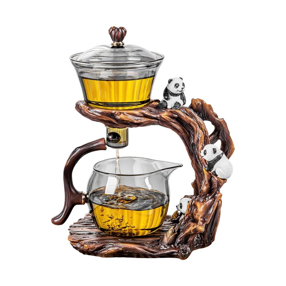 New Glass Semi Automatic Tea Set for Household Light Luxury High-end Teacup Magnetic Teapot Lazy Tea Maker