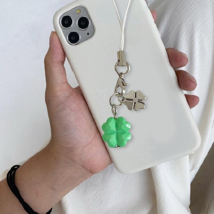 Multipurpose Lucky Charm Keychain Four Leaf Clovers Design Phone Hanging Ornament For Phone Accessories Gifts