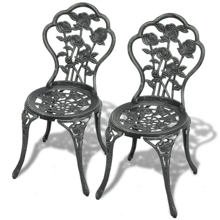 Chaises de bistro - vidaXL - Aluminium coulé - 2 pcs - Vert - Résistant aux intempéries