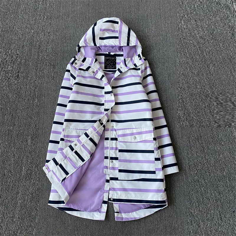 

Экспорт Немецкий Средней Длины Длинный Водонепроницаемый Модный Весенне-Осенний Тренч Stripes Waterproof windbreaker 38