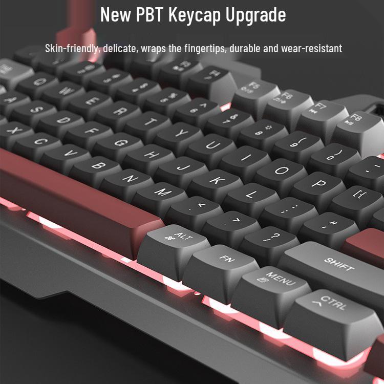 Men's Esports Three-Piece Set: Wired Metal Mechanical Keyboard, Mouse, and Headset for Gaming.