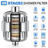 Shower Filter 20 Stage Showerhead Filter for Hard Water Shower Water Filter with 2 Replaceable Filter Cartridges for Removing Chlorine Fluoride
