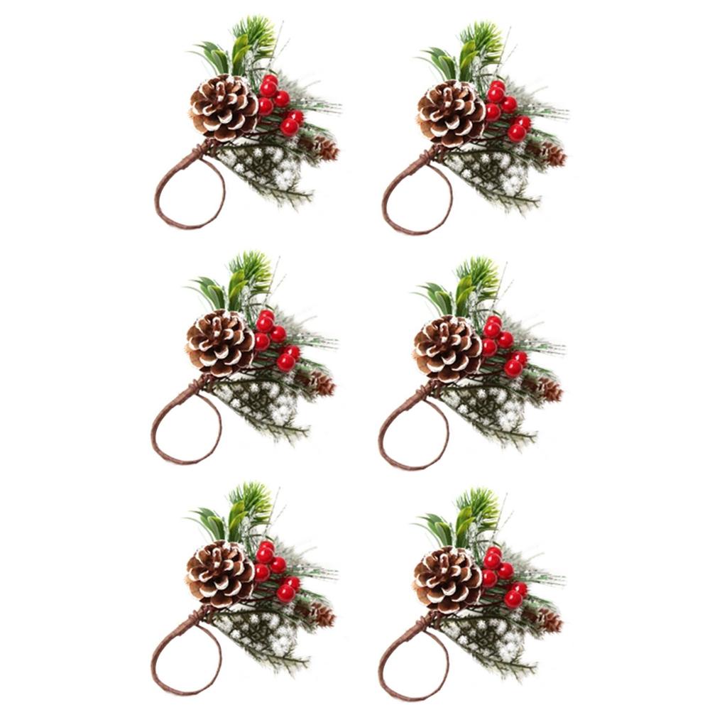 Napkin Rings Set Of 6  Berries Christmas Thanksgiving Holiday Rustic Holders