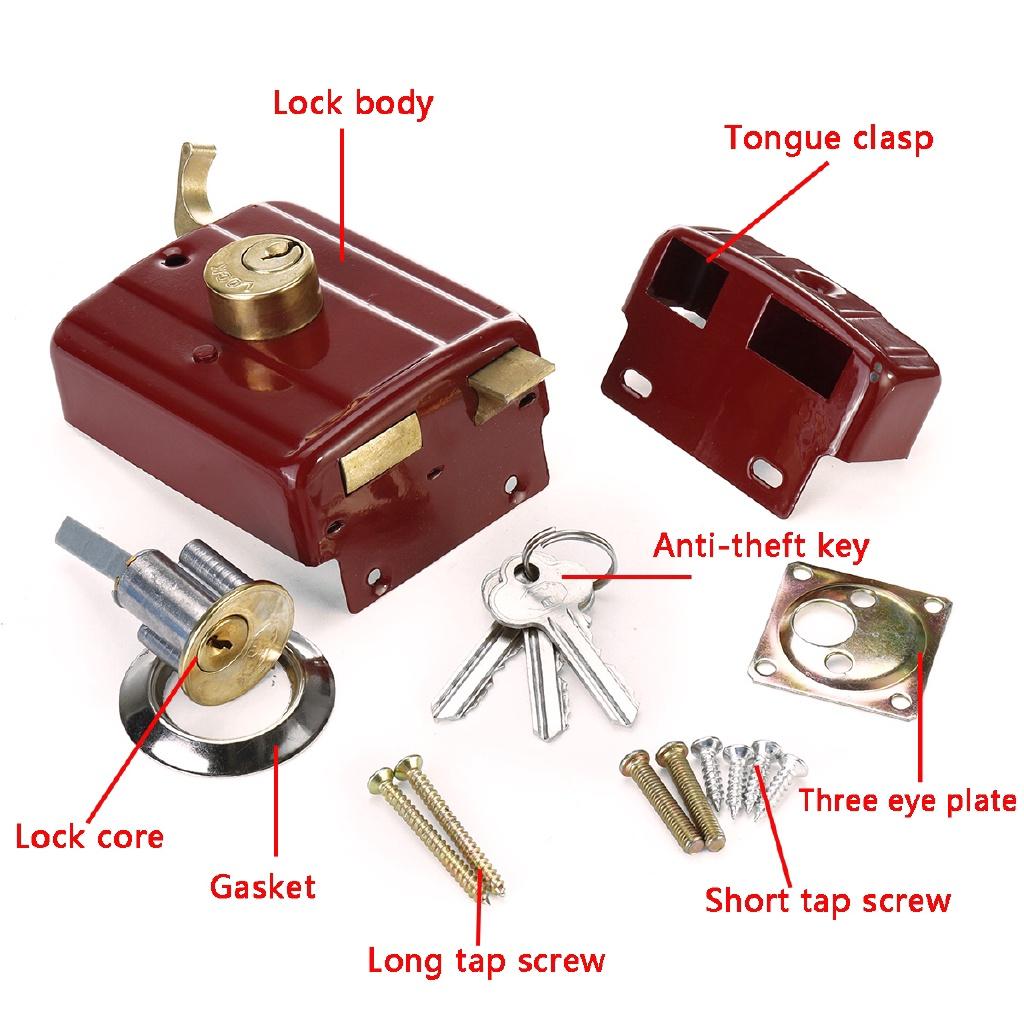 Porta in Legno Porta Esterna Serratura Retro Sicurezza Serratura Assicurazione Multipla Ghisa Antifurto Serrature Rosse