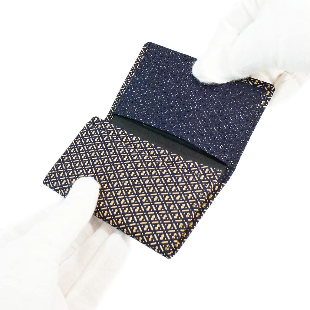 Inden Visitenkartenetui Große Kapazität Hirschleder Ihori Kürbismuster Marineblau x Schwarzer Lack x Weißer Lack 8205 [Indenya]