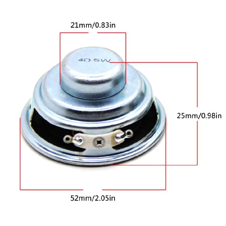 4ohm 5W Bass Loudspeaker Compact 52mm Internal Magnetic Speaker Metal for DIY