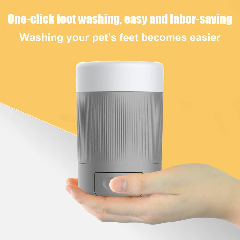 

Semi-Automatic Pet Foot Washer Cup Portable Dog Paw Cleaner with Soft Silicone Brush for Small Medium Dogs Quick Cleaning серый