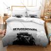 Cool Metal Gear Solid Solid Snake Duvet Cover + 2 Pillowcases Camo Solid Snake Tactical Graphic 3Pcs Zipper Quilt Cover Retro St