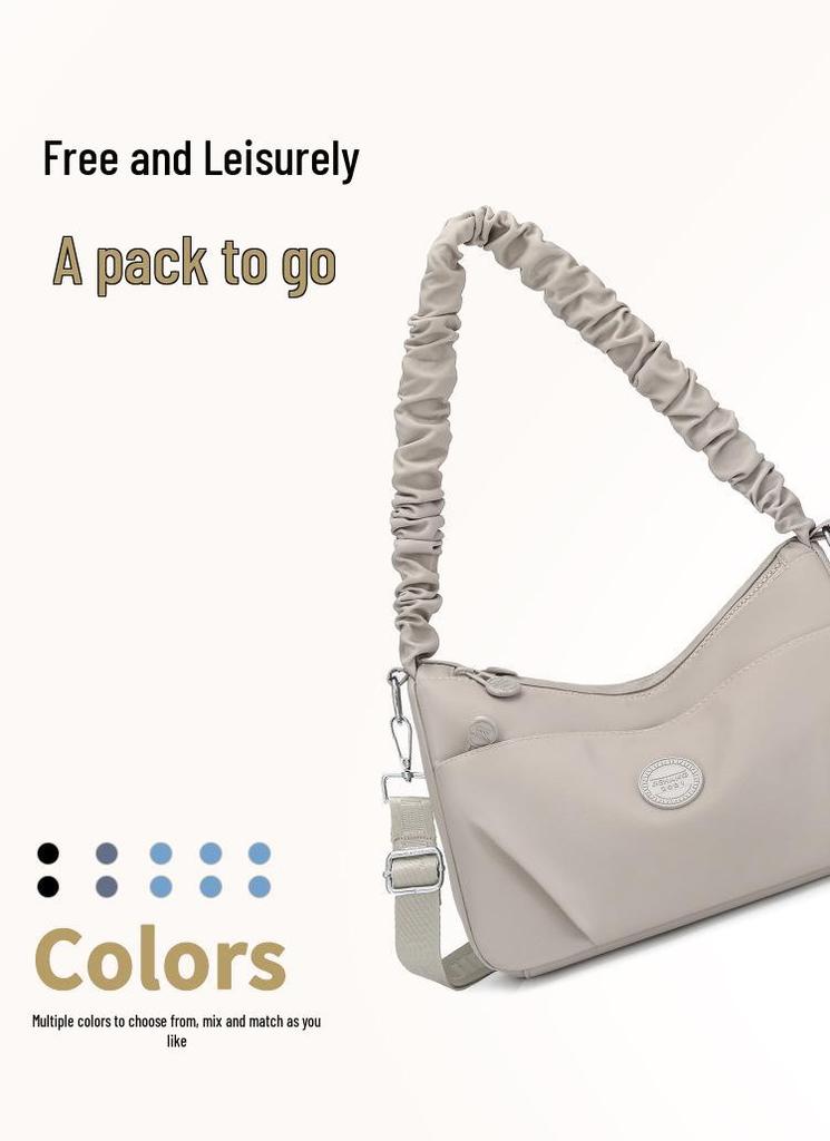 Nylon Pleated Strap Women's Crossbody Bag - Lightweight, Versatile, Simple Shoulder Bag for Commuting and Casual Use
