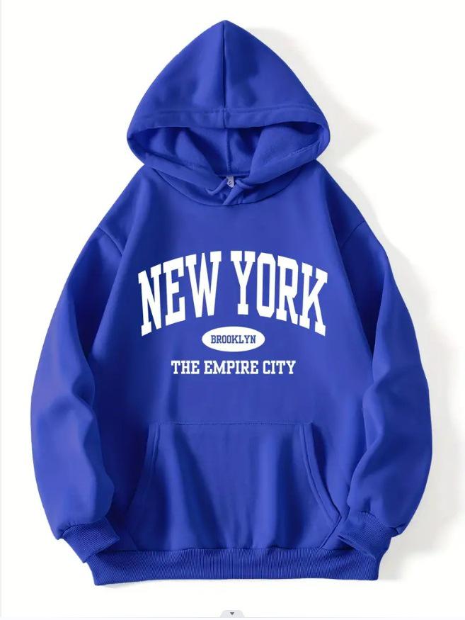 Unisex 2025 New York Casual Hoodie - Fashionable & Comfortable Loose Sweatshirt for Couples
