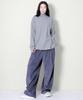 Deumakeu Wide-Fit Corduroy One-Pleat Elastic Pants Grayish Blue