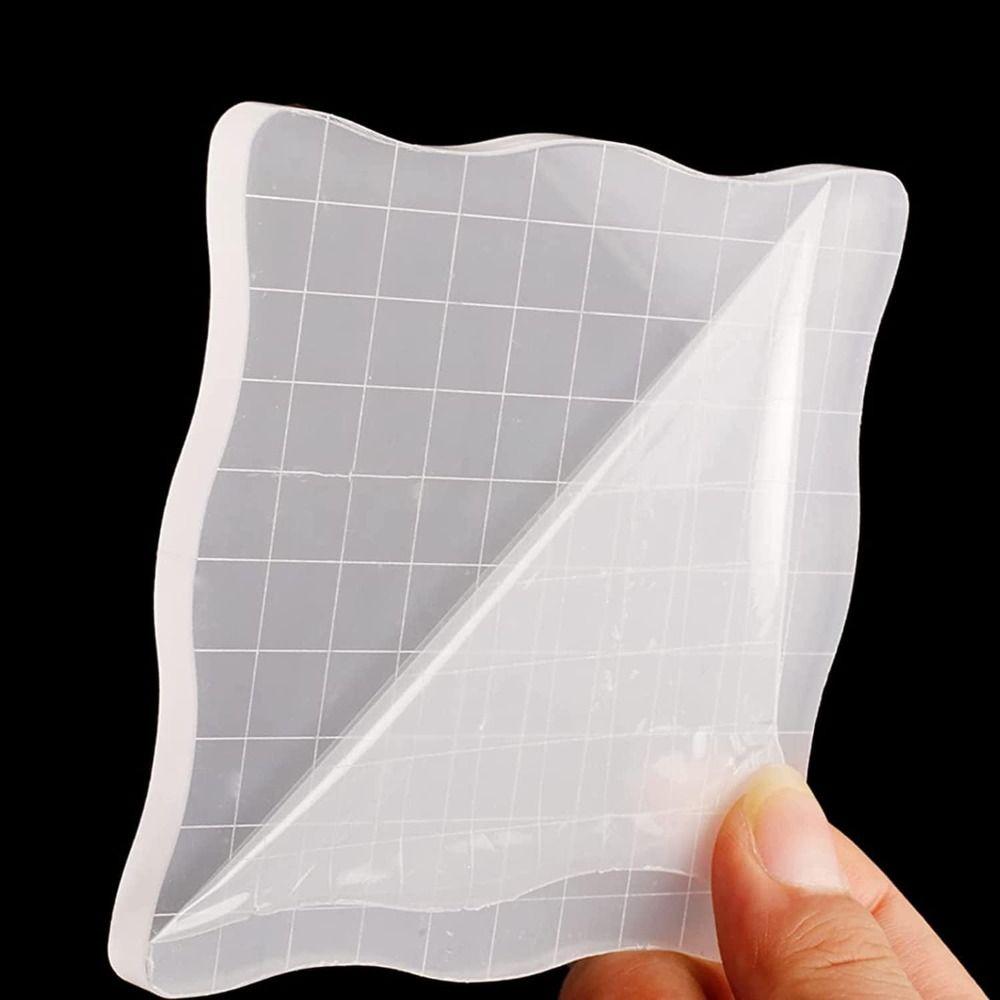 

10pcs Decorative Stamp Blocks Assorted Sizes Clear Acrylic Stamp Block Set Grid Lines Stamp Block Scrapbooking Crafts белый