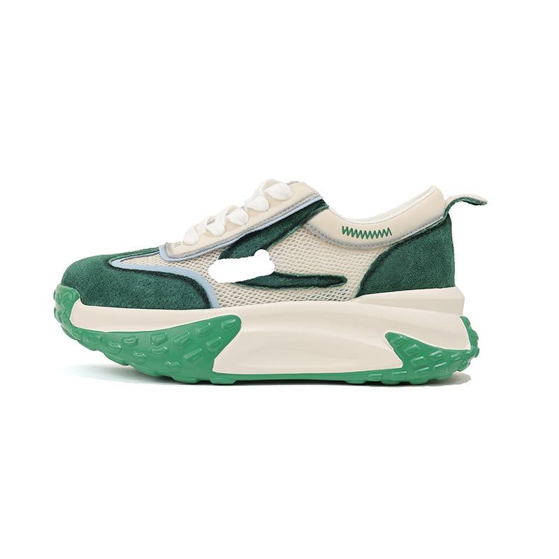 Leather dad shoes shoes women's summer new thick-soled inner height increase mesh breathable thin casual sports shoes women