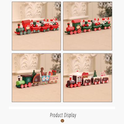 Christmas Wooden Train Window Decoration Handcrafted Festival Home Display Ornament Kids Room Decorative Item