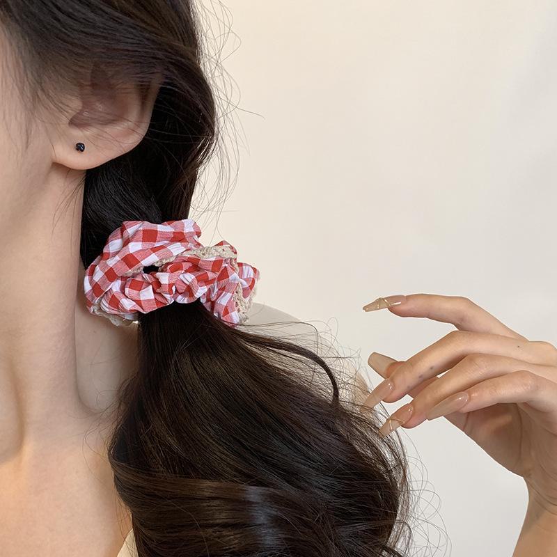 Blue Plaid Lace Hair Ribbon - Gentle On Hair, Cute Ballet Style for Girls