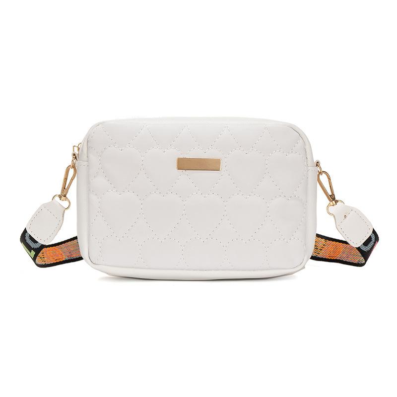 Neue Mode Herz Besticktes Diamantgitter Einzelne Schulter Kamera Tasche Mit Riemen Riemen Und Bunter Bestickter Schräg über die Schulter Rechteckige Tasche