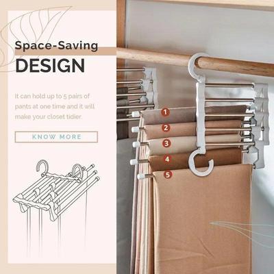 5 in 1 Magische Hosenbügel Edelstahl Faltbarer Hosenständer Krawattenhalter Regale Schlafzimmer Schrank Organizer Garderobenaufbewahrung
