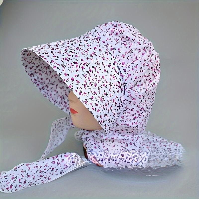 

Женская модная шляпа от солнца с цветочным принтом, широкие поля для защиты шеи, ветрозащитная, подходит для сбора чая и активного отдыха. 1