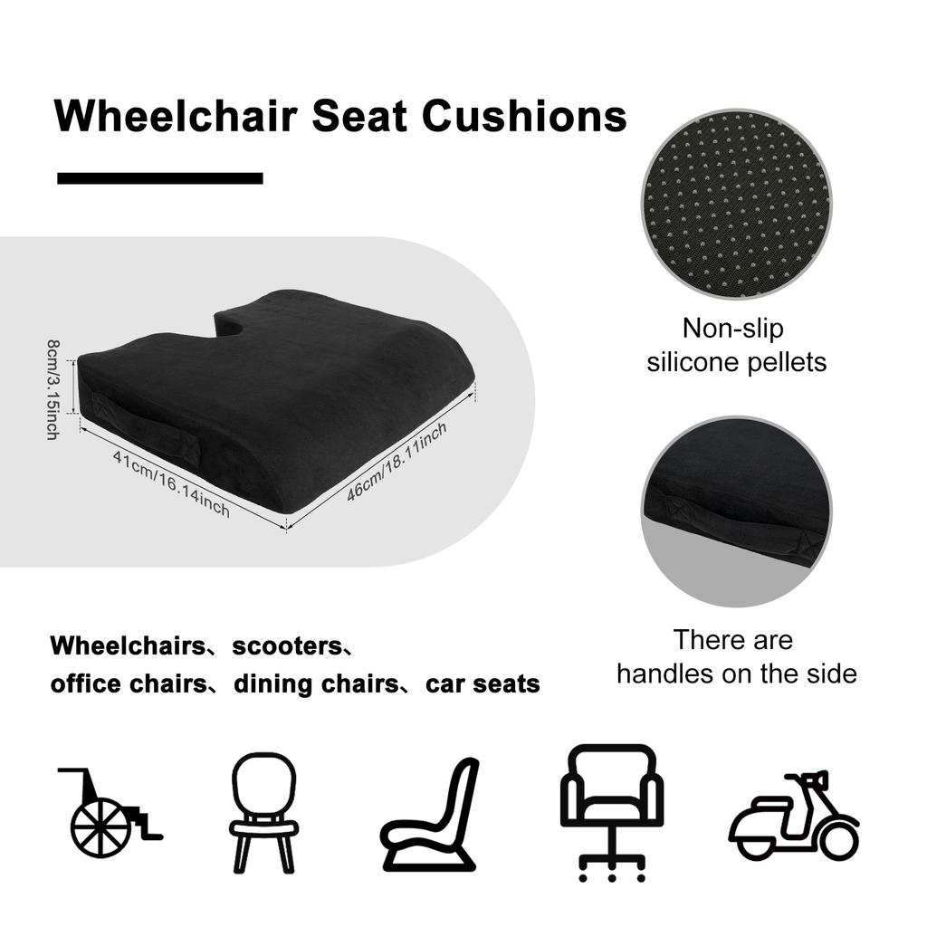 Memory Foam Seat Cushion Highly Resilient Wheelchair Pad Portable Nonslip Office Chair Cushion with Handle for Home Office Adult