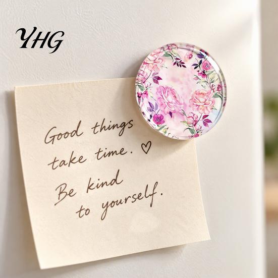 Hand Painted Flower Magnets 12Pcs Resin Epoxy Floral Refrigerator Magnet, Pattern Fridge Decorative Round Magnetic Decoration for Kitchen Office
