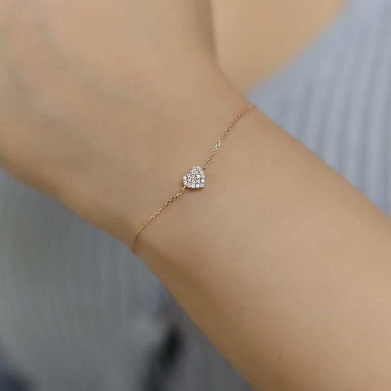 

ANENJERY браслет из инкрустированного сердца с цирконием для женщин, простой, милый, модный, роскошный, праздничный, ювелирные изделия оптом золотой