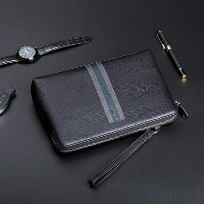 Herren-Clutch aus echtem Leder mit großem Fassungsvermögen: Modische Umschlagtasche, Erste Schicht Rindsleder, Lässiger Stil