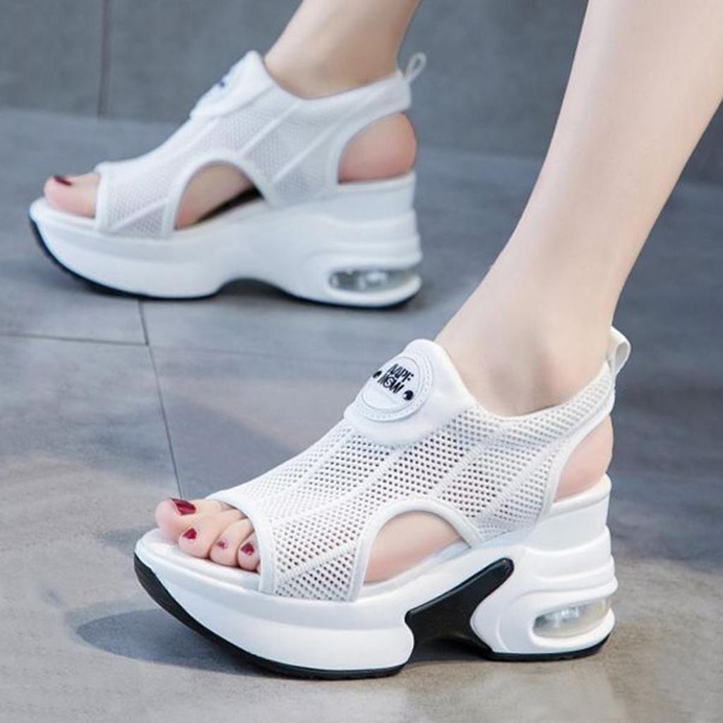 Sandale cu toc pentru femei Sexy Noi de Primăvară și Vară Sandale Coreene cu Talpă Groasă Sandale cu Toc Înalt cu Gură de Pește Pană Casual