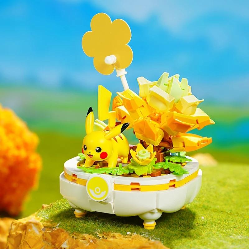 Keeppley  Building Block Pikachu Charmander Squirtle Model Toy HomeDecoration Plant Potted Flower Brick  Toy Child Gift