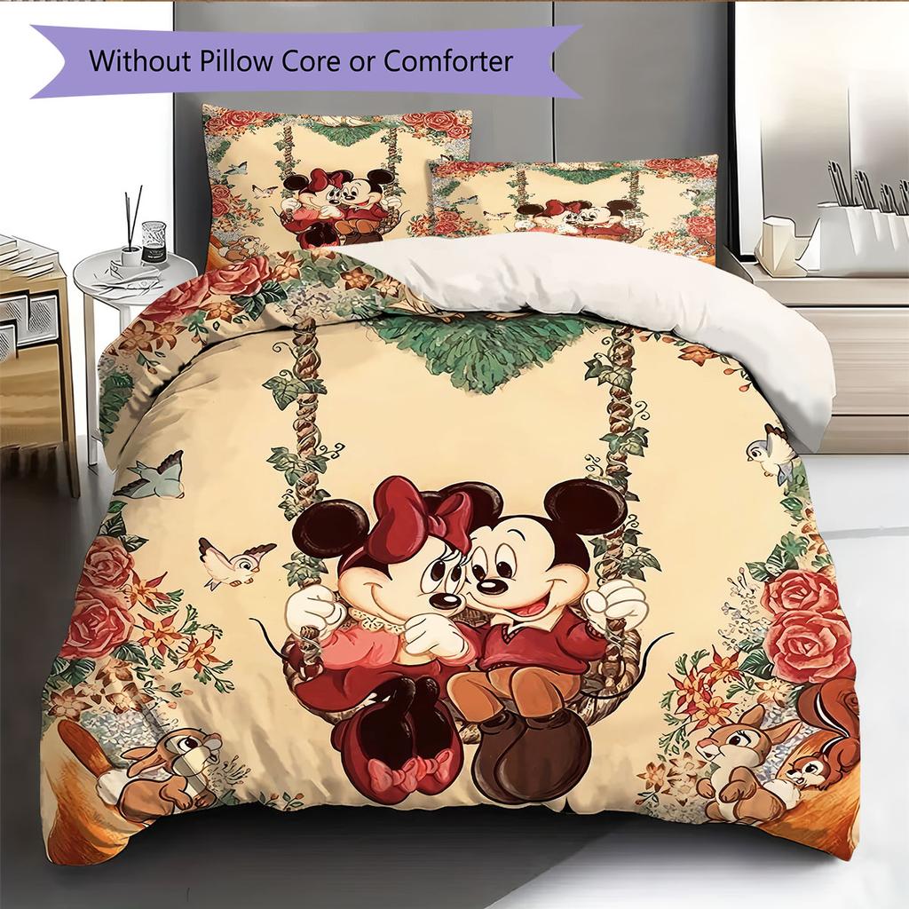 Romantic Red Mickey & Minnie Mouse Couple Print Comfort Bedding Set – The Perfect Choice for Decorating A Child's Bedroom.