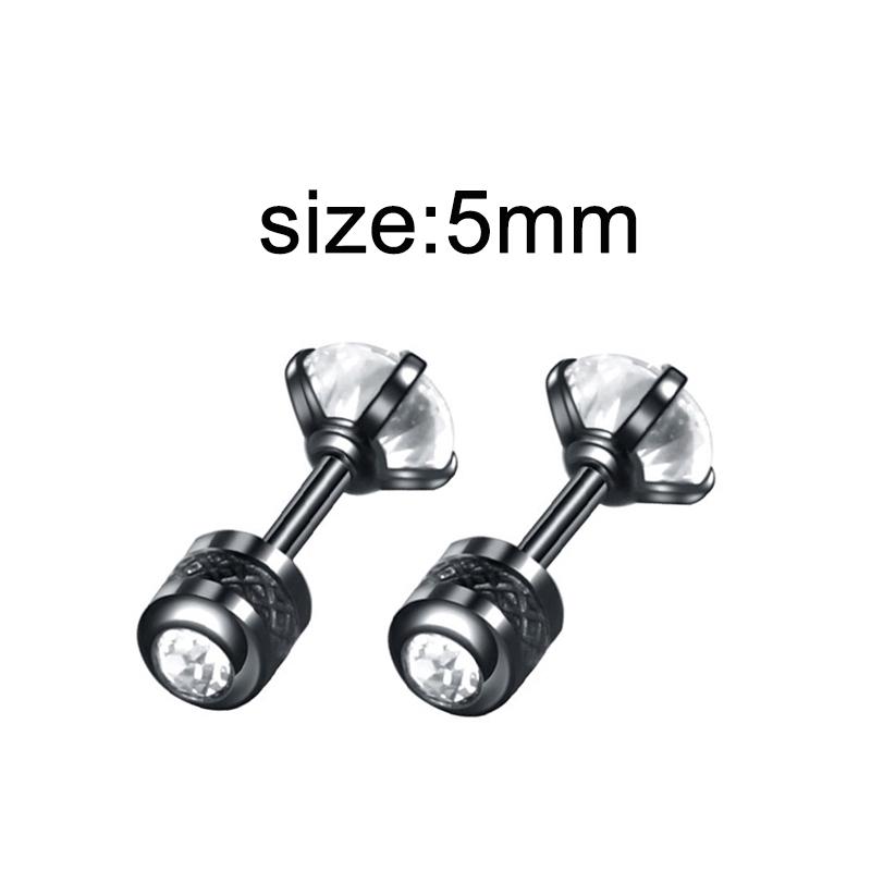 1 Pair Gothic Black Steel-Color Funny Screw Back Stud Earrings For Men/Women Round Ball Spike Cone Tip Stainless Steel Jewelry