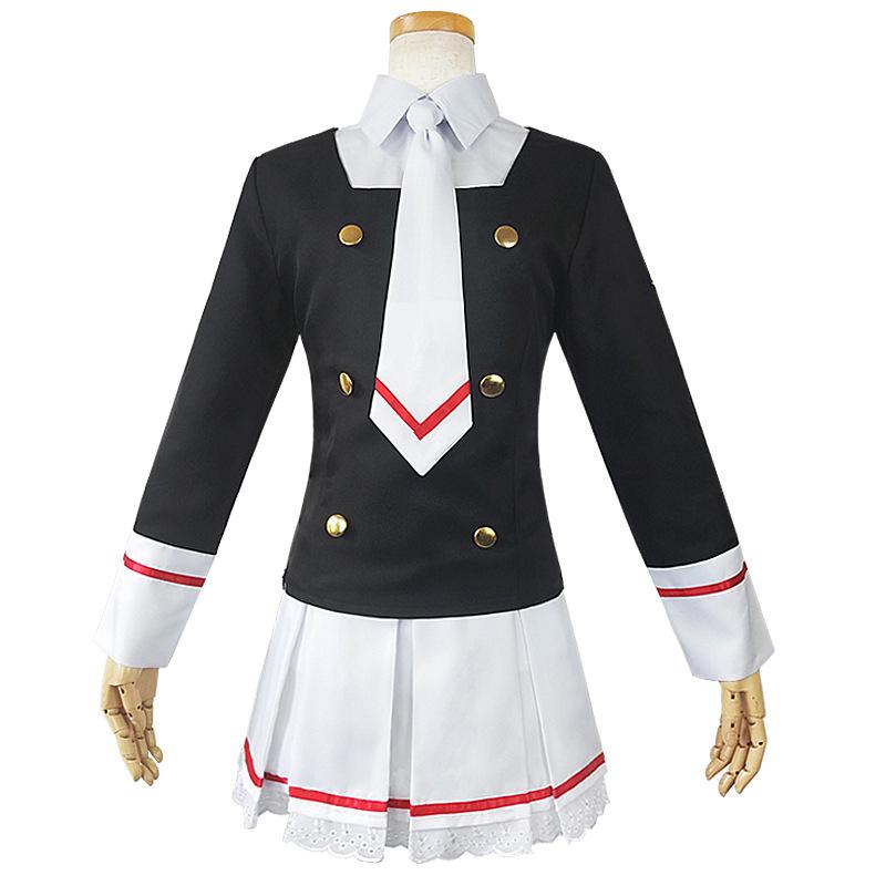 Anime Card Captors Sakura KINOMOTO Cosplay Costume Aldult Woman Cute Loli Sailor JK Uniform Top Skirts Shirt Tie