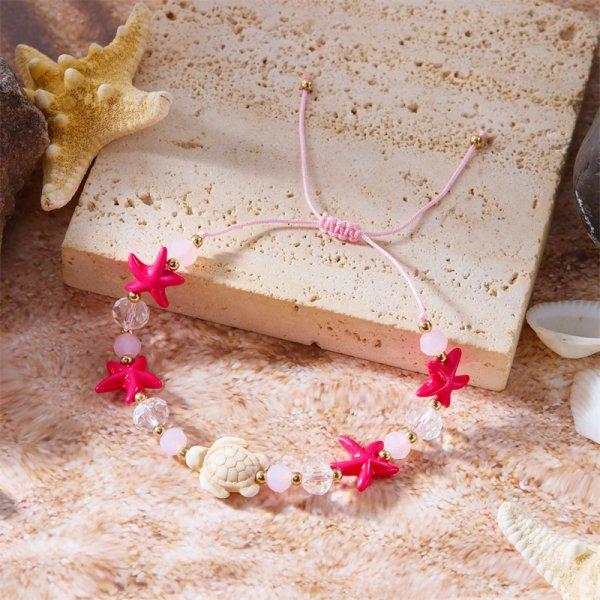 Bohemian Imitation Shell Beads Bracelet For Women Sea Star Turtle Woven Rope Bracelet Handmade Friendship Beach Holiday Jewelry