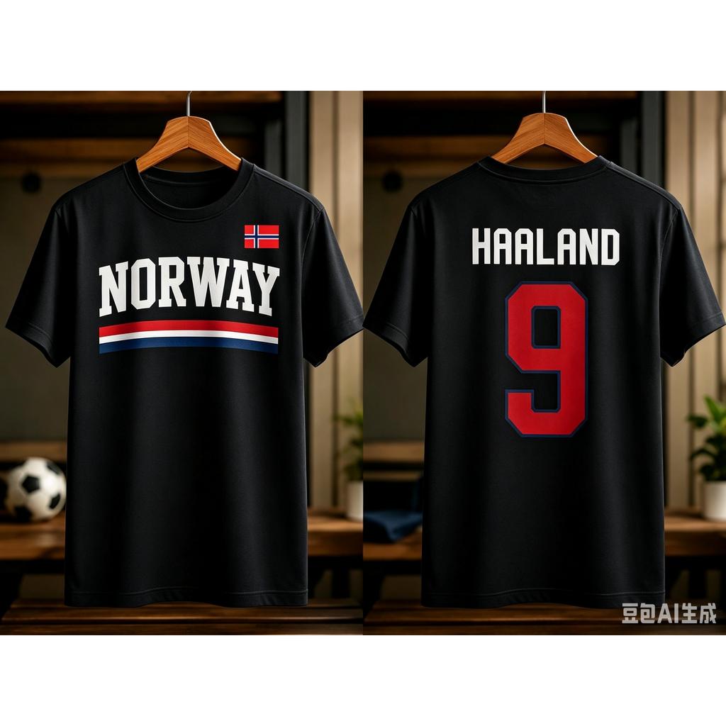 Erling Haaland Norway Football T-shirt Men Women Summer  Clothing Fashion High Quality Short Sleeved Top Streetwear