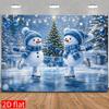 1Pcs Blue Winter Snowmen Skating Ice Rink Decoration Background Christmas Backdrop Decorations For Photo Studio Booth Party