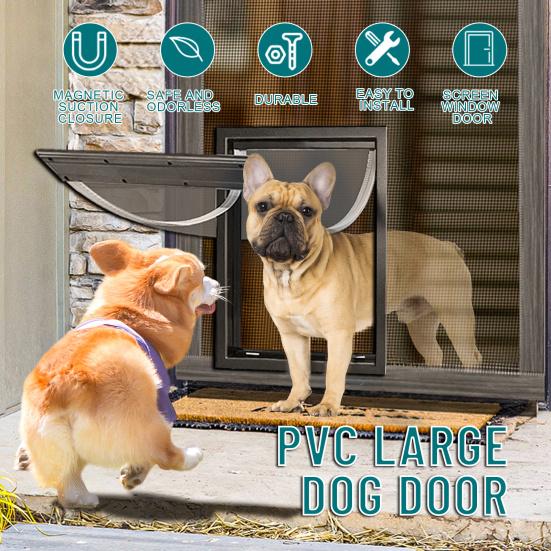 XL Hundeklappe, Kunststoff Hundeklappe, Extremwetter Hundeklappe, Riesige Hundeklappe für Große und Extra Große Hunde, Magnetische Position Große Hundeklappe