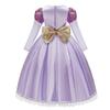 Lila Prinzessinnen-Netzkleid mit langen Haaren, Halloween-Märchenparty-Bühnenkleid für Mädchen