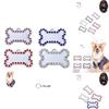 Pet Tag With Bone Shape And Sparkling Diamond Edge Stylish Metal Tag For Dogs