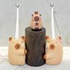 Pair Of Hugging Capybaras Toothbrush Holders Ceramic Waterproof Bathroom Decoration For Couple With Stable Base