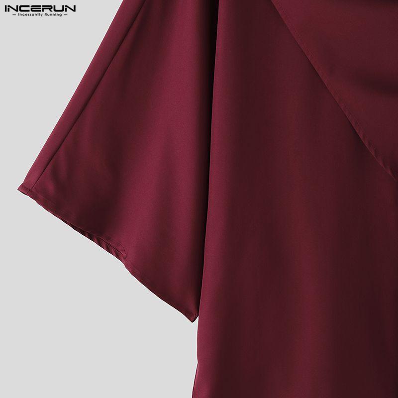 INCERUN Men Cowl Collar 3/4 Sleeve Gothic Casual Loose T-shirts Tops