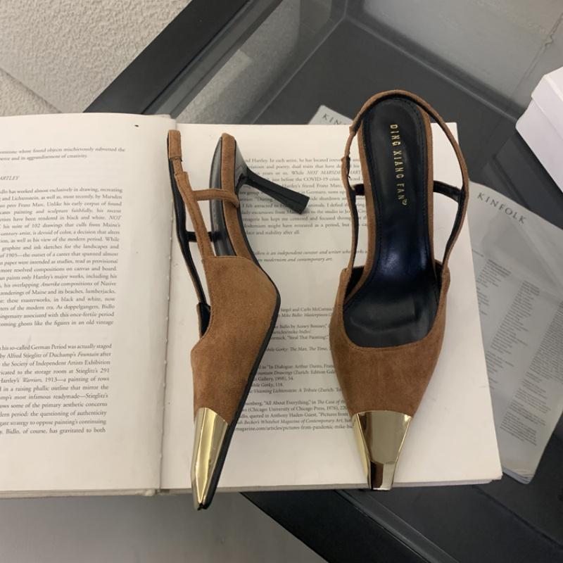 

Мода Bailamos Весна Новая Группа Женские Туфли-Лодочки Мода Неглубокие Слипоны Босоножки Слингбэки Тонкий Высокий Каблук Платье Сексуальные Туфли-Лодочки 39 коричневый