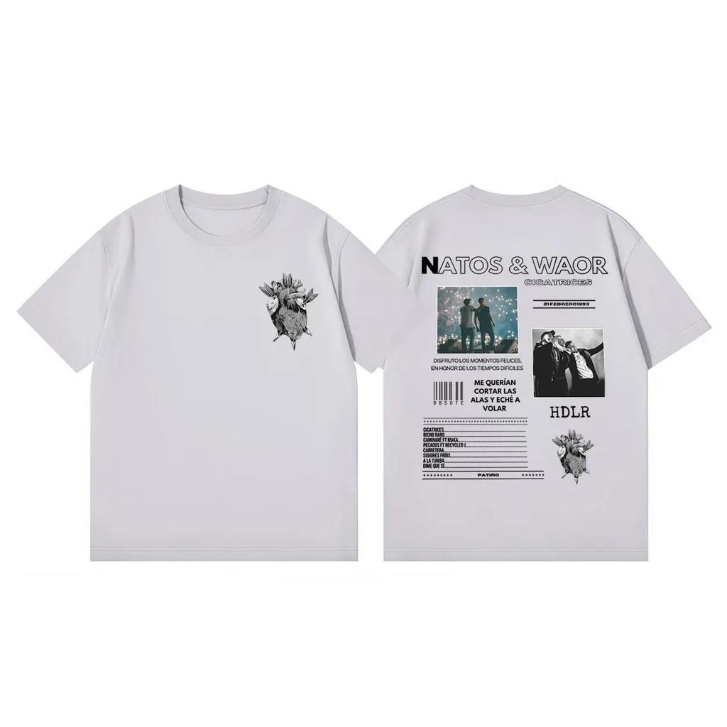 Unisex Women Hip Hop Vintage Short Sleeve T-shirts Rap Duo Natos Y Waor Tour 2026 T-shirt Summer Fashion Casual Oversized T Shirt