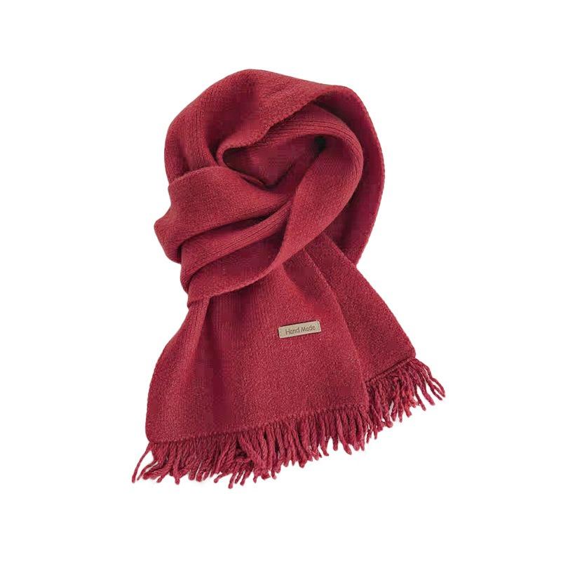 Autumn and Winter Atmosphere Fringed Knitted Scarf High-end Warm Versatile Student Instant Noodle Scarf