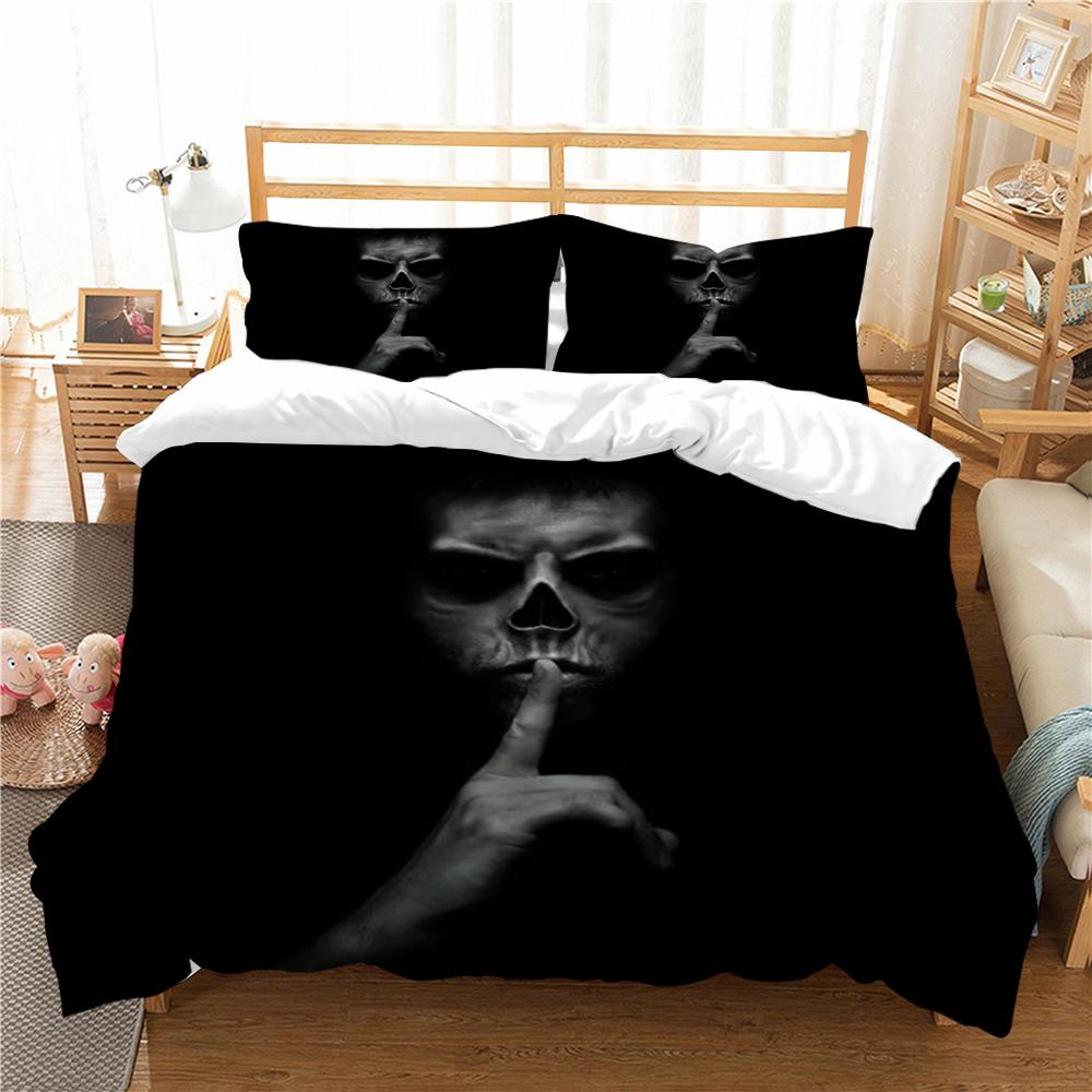 Bettbezug 3D Schädel Druck Bettbezug Set Hohe Qualität Einzelgröße Bettdeckenbezug Set Jungen Mädchen Zuhause Bettwäsche Set
