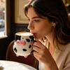 Tazze da Caffè da Ufficio con Manico, Tazza in Ceramica Mucca 3D, Capacità 580ml, Tazze Mattutine Carine, Tazza Animale, Decorazione da Scrivania Originale per Casa E