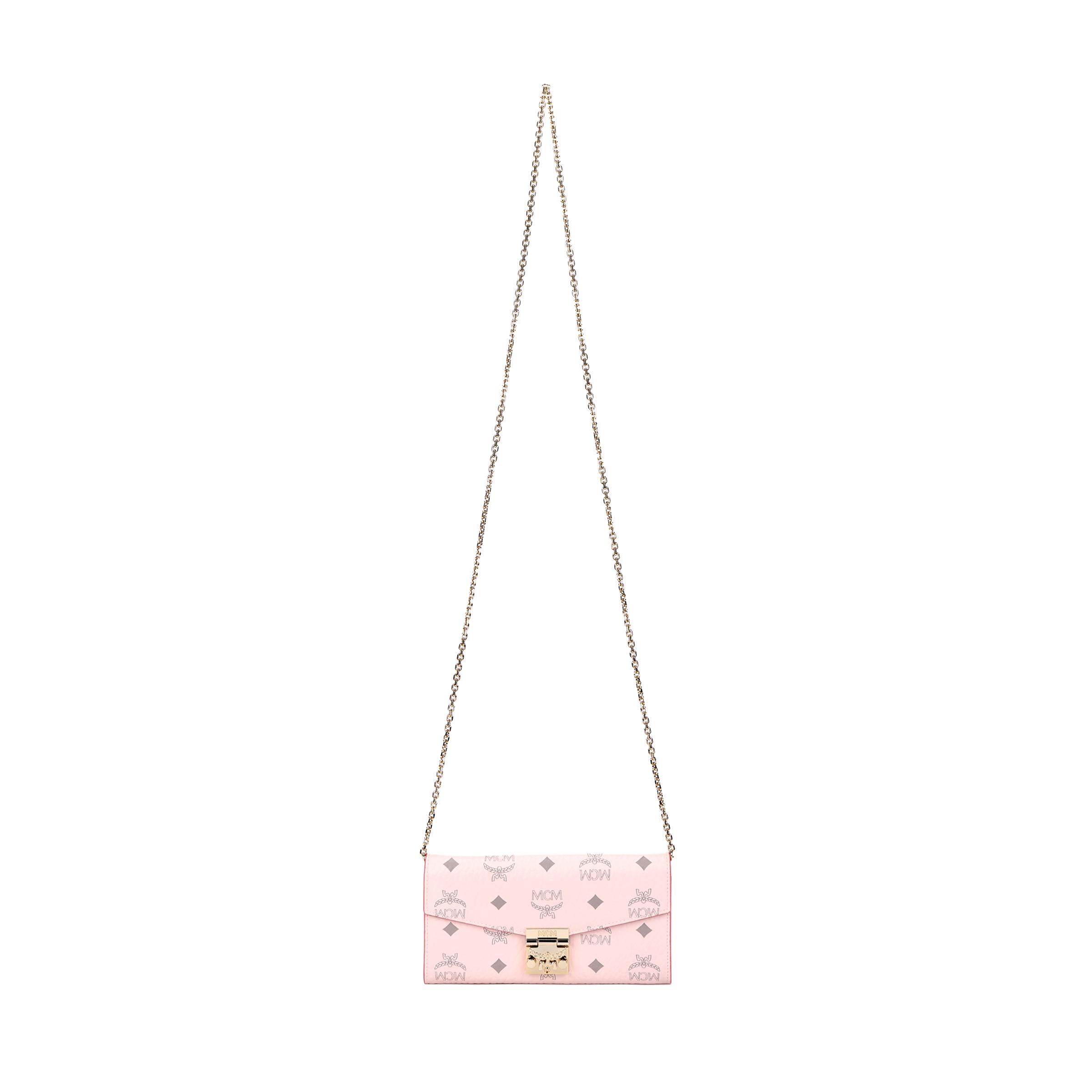 

New MCM Tracy Monogram Logo Wallet On Chain Crossbody Bag Pink MYLAAPA02QH001 19.1*3.0*9.9CM
