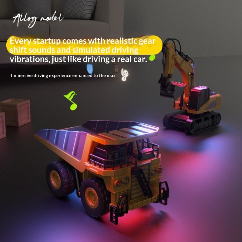 1: 64 Desktop Mini Alloy Dump Truck Dump Truck Fully Proportional Bluetooth Remote Control Simulation Engineering Car Boys' Toy