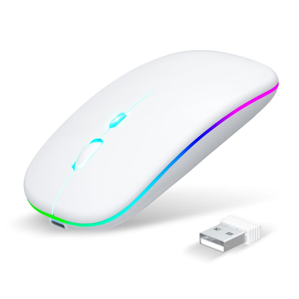 Wireless Bluetooth Rechargeable for Instant High DPI Simultaneous Connection To Two 500mAh Optical Compatible with and iPad 5.2 Mouse, Type-C & Quiet,