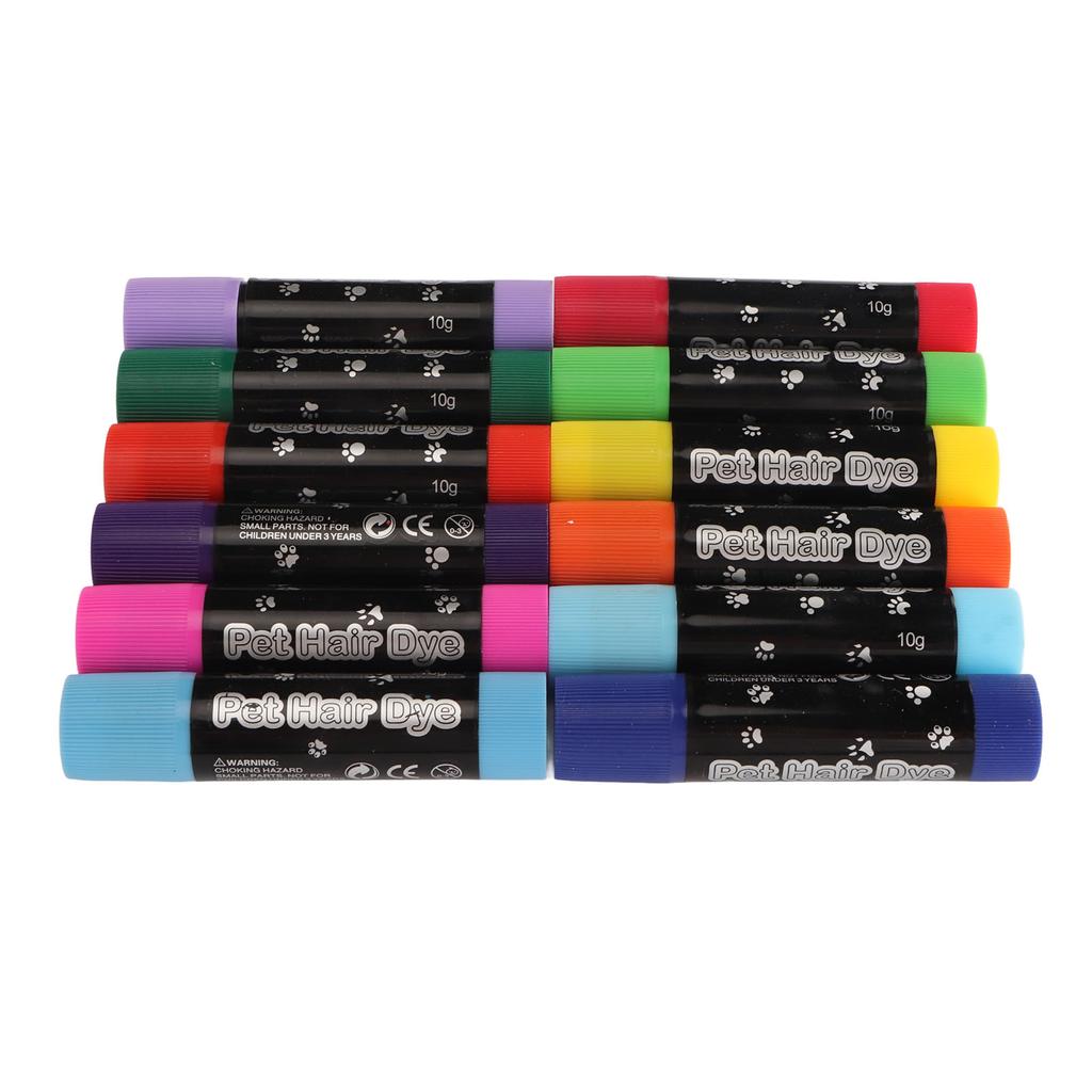 12pcs Pet Paint Pens DIY Pet Fur Color Crayons Washable Temporary Pet Hair Paint Dye for Dogs Cats