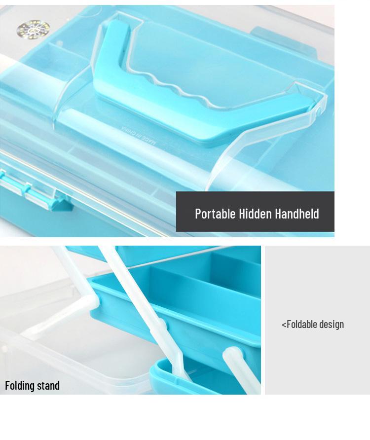 Portable Three-Layer Art Supplies Storage Box for Students and Artists